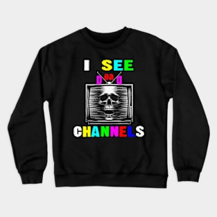 Macabre Vintage Screen TV Skull Crewneck Sweatshirt